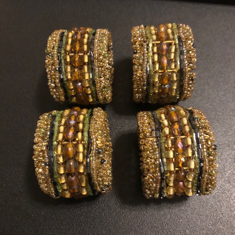 Vintage Beaded Napkin Holders Ring Shaped